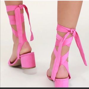 Lulus pink lace up heels